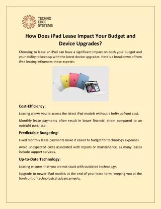 How Does iPad Lease Impact Your Budget and Device Upgrades?