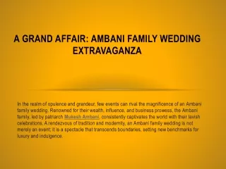 A Grand Affair Ambani Family Wedding Extravaganza