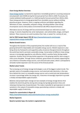 Clean Energy Market Overview