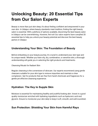 Unlocking Beauty_ 20 Essential Tips from Our Salon Experts