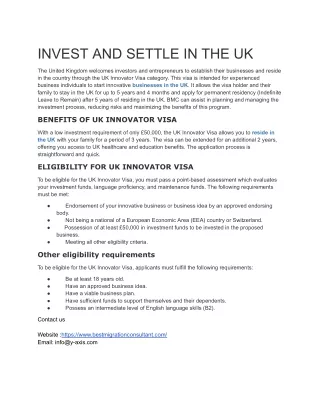 UK Innovator Visa