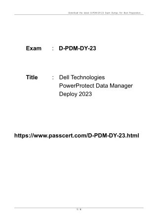 D-PDM-DY-23 Dell PowerProtect Data Manager Deploy 2023 Exam Dumps
