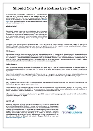 Should You Visit a Retina Eye Clinic