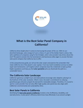 What is the Best Solar Panel Company in California?