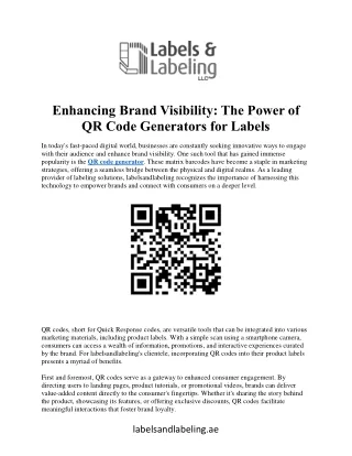 Enhancing Brand Visibility: The Power of  QR Code Generators for Labels