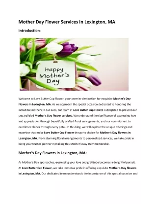 Mother Day Flower Services in Lexington