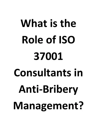 What is the Role of ISO 37001 Consultants in Anti-Bribery Management?