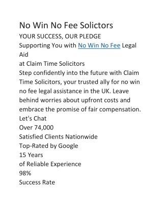 No Win No Fee Solicitors