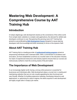 Mastering Web Development_ A Comprehensive Course by AAT Training Hub