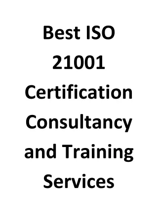 Best ISO 21001 Certification Consultancy and Training Services 08-03-2024