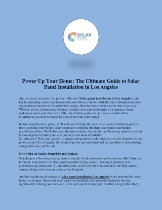 Power Up Your Home The Ultimate Guide to Solar Panel Installation in Los Angeles