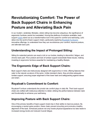 Revolutionizing Comfort_ The Power of Back Support Chairs in Enhancing Posture and Alleviating Back Pain