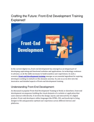 Crafting the Future Front-End Development Training Explained!