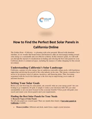 How to Find the Perfect Best Solar Panels in California Online