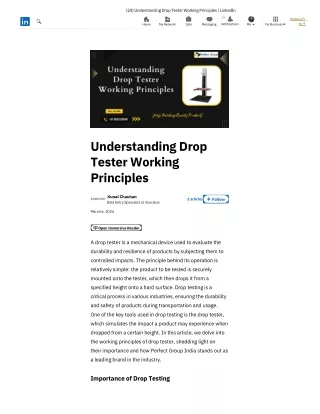 Understanding Drop Tester Working Principles