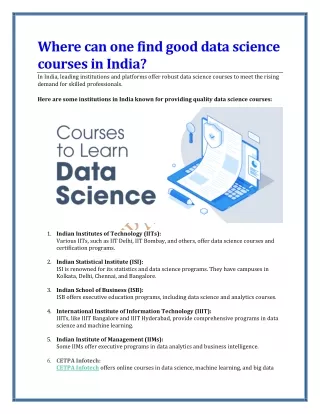 Where can one find good data science courses in India