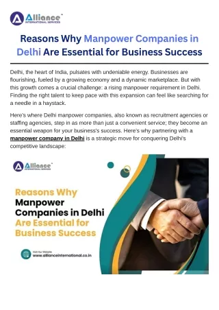 Reasons Why Manpower Companies in Delhi Are Essential for Business Success