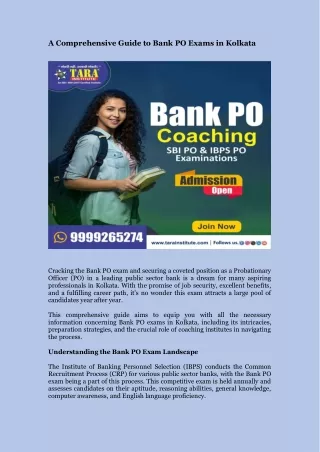 A Comprehensive Guide to Bank PO Exams in Kolkata