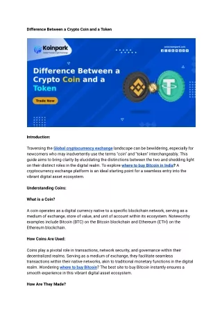 Difference Between a Crypto Coin and a Token_