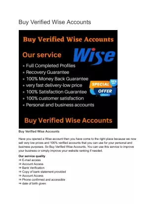 Buy Verified Wise Accounts