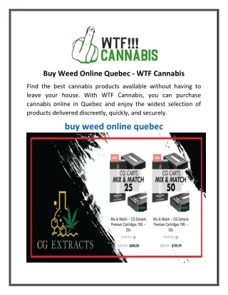 Buy Weed Online Quebec  WTF Cannabis