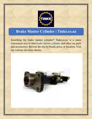 Brake Master Cylinder | Tinkr.co.nz