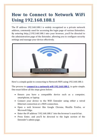 How to Connect to Network WiFi Using 192.168.188.1