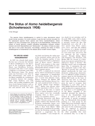 Evolutionary Anthropology - 2012 - Stringer - The status of Homo heidelbergensis  Schoetensack 1908