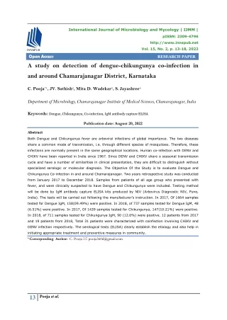A study on detection of dengue-chikungunya co-infection in and around Chamarajan