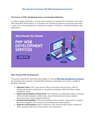 Why Should You Choose PHP Web Development Services