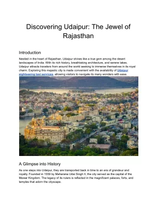 Discovering Udaipur_ The Jewel of Rajasthan