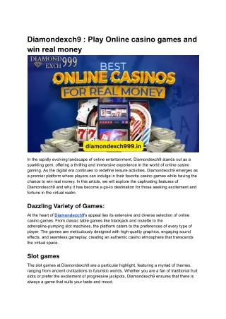 Diamondexch9 _ Play Online casino games and win real money