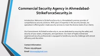 Commercial Security Agency in Ahmedabad, Best Commercial Security Agency in Ahme