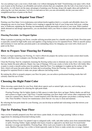 Change Your Room with a Fresh Coat of Paint on the Floor