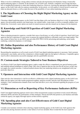 8 Aspects to Consider When Employing a Gold Coast Digital Marketing Agency