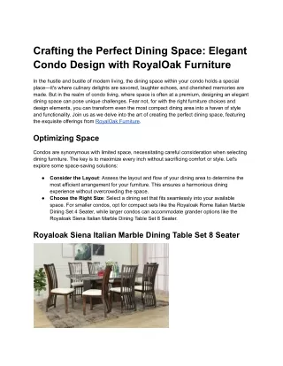 Crafting the Perfect Dining Space_ Elegant Condo Design with RoyalOak Furniture