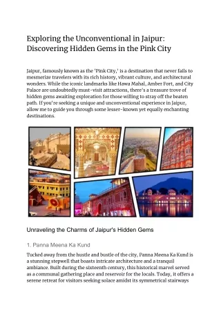 Exploring the Unconventional in Jaipur_ Discovering Hidden Gems in the Pink City