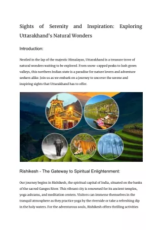 Sights of Serenity and Inspiration_ Exploring Uttarakhand's Natural Wonders_