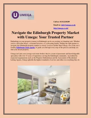 Navigate the Edinburgh Property Market with Umega: Your Trusted Partner