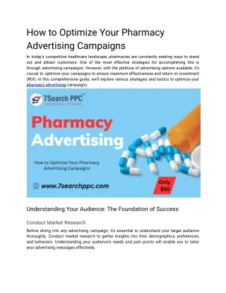 How to Optimize Your Pharmacy Advertising Campaigns