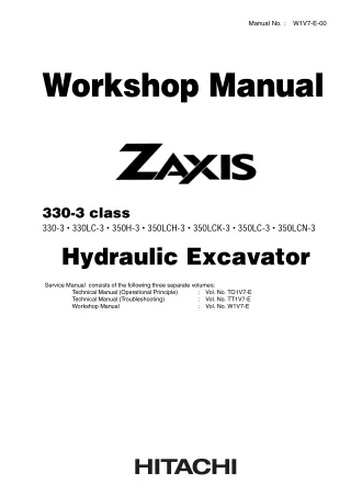 HITACHI ZAXIS 350LCH-3 EXCAVATOR Service Repair Manual