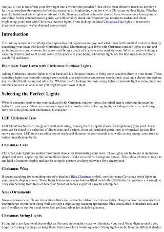 Brighten Your Lawn with Christmas Outdoor Lights