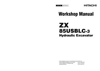 HITACHI ZAXIS ZX 85USBLC-3 EXCAVATOR Service Repair Manual