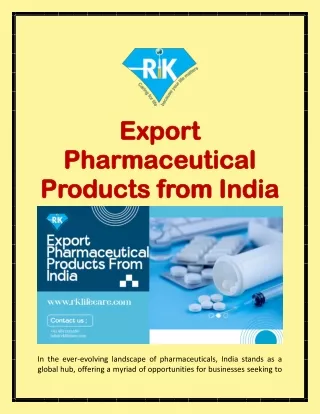 Export Pharmaceutical Products from India