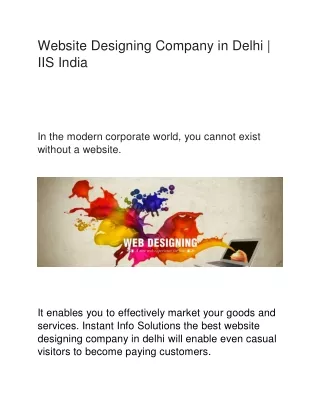 Website Designing Company in Delhi | IIS India