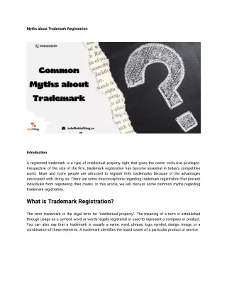 Myths related to trademark registration