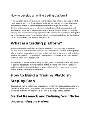 2 .How to develop an online trading platform