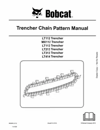 Bobcat LT213 Trencher Chain Pattern Service Repair Manual