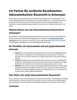 Uw Partner Bij Juridische Bouwkwesties_ Advocatenkantoor Bouwrecht in Antwerpen