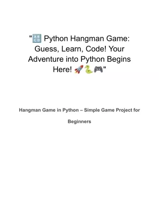 Hangman Game in Python – Simple Game Project for Beginners
